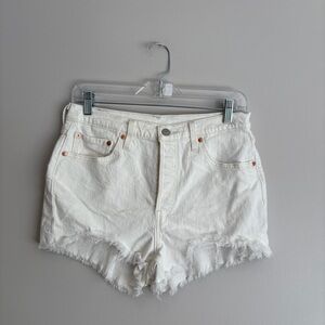 Levi's White Distressed Jean Shorts